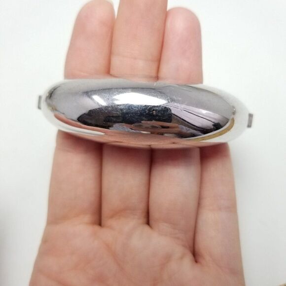 Vintage Coro Pegasus Silver Tone Cuff Bracelet with Hinged Sides, Minimal Retro - Picture 1 of 6
